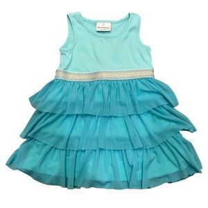 Hanna Andersson Turquoise Layered Tulle Dress 90cm 2T Girls Toddler READ
